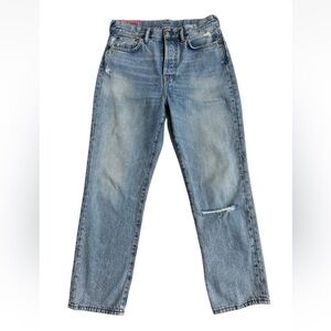 Acne Studios Womens Light Blue Denim Tapered Straight Cropped Jeans Sz 27x 26